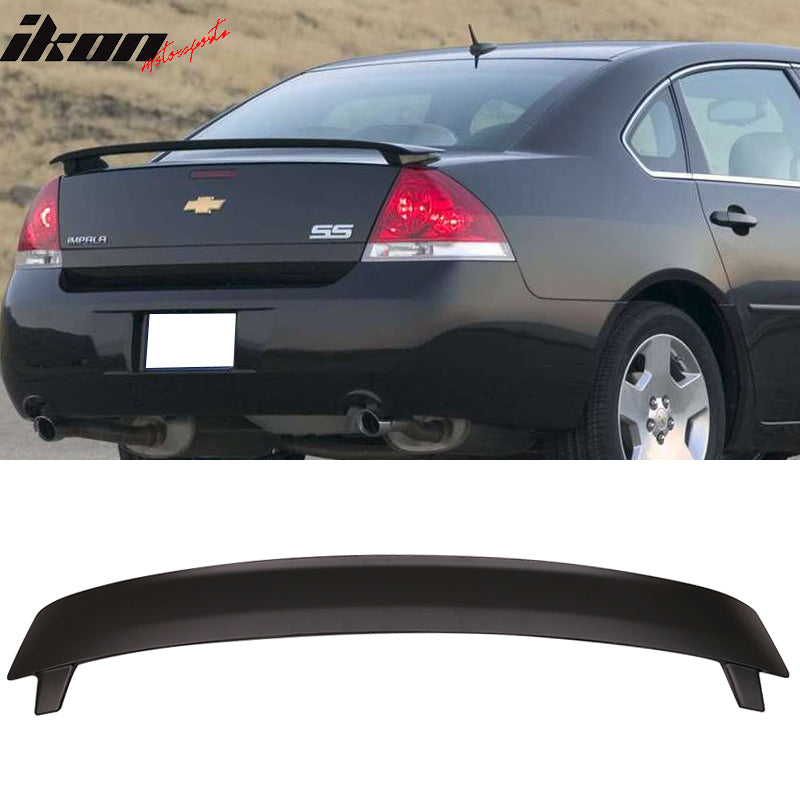 Trunk Spoiler Compatible With 2006-2013 Chevy Impala, ABS Unpainted Trunk Boot Lip Spoiler Wing Add On Deck Lid By IKON MOTORSPORTS, 2007 2008 2009 2010 2011 2012