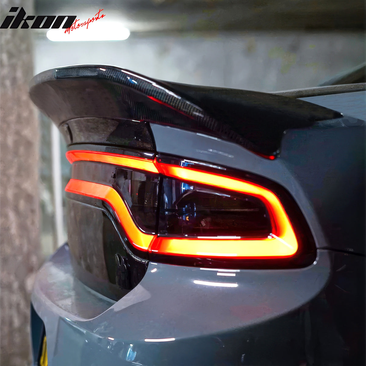 IKON MOTORSPORTS, Trunk Spoiler Compatible with 2015-2023 Dodge Charger, Redeye Style Real Carbon Fiber CF Rear Trunk Lid Spoiler Wing Lip