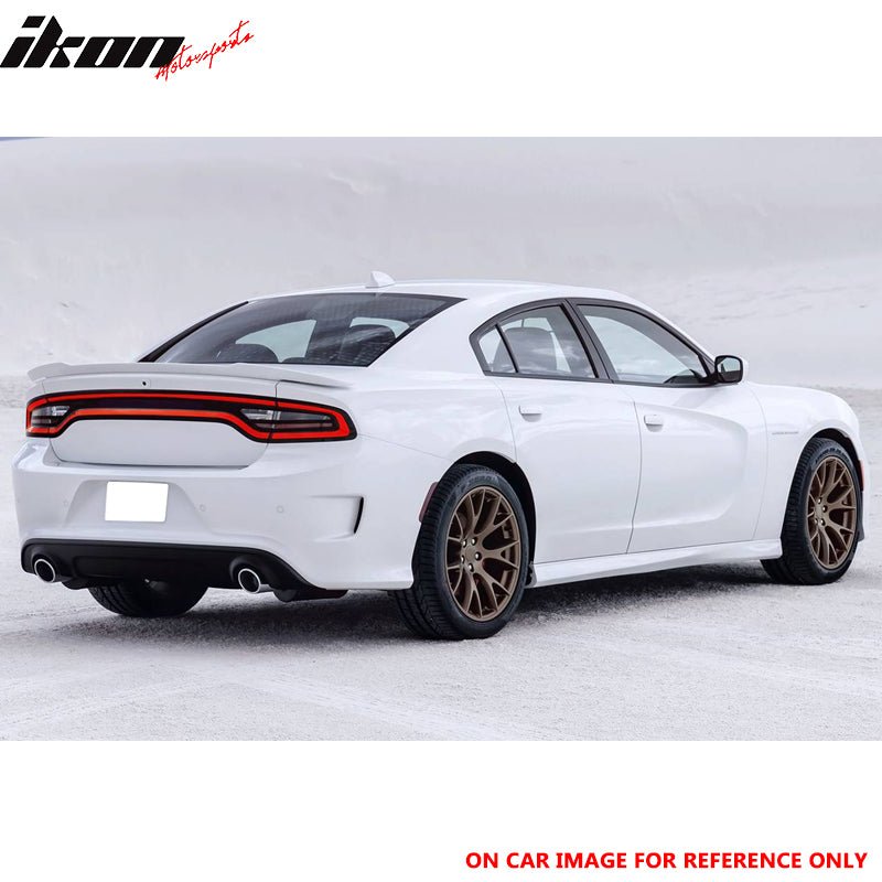 IKON MOTORSPORTS, Trunk Spoiler Compatible With 2015-2023 Dodge Charger, Matte Black ABS Rear Tail Wing Boot Lid, 2016 2017 2018 2019