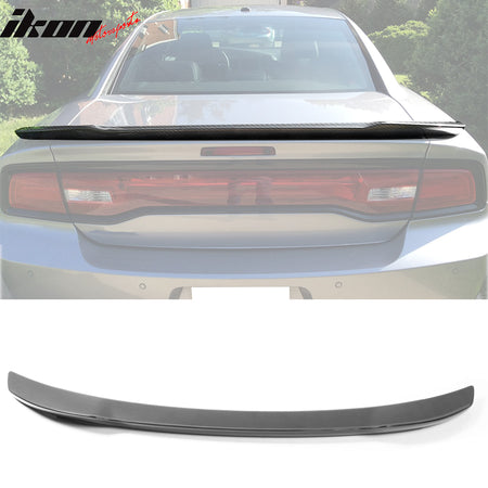 IKON MOTORSPORTS, Trunk Spoiler Compatible With 2011-2014 Dodge Charger, ABS Plastic SRT Style Rear Tail Spoiler Wing, 2012 2013