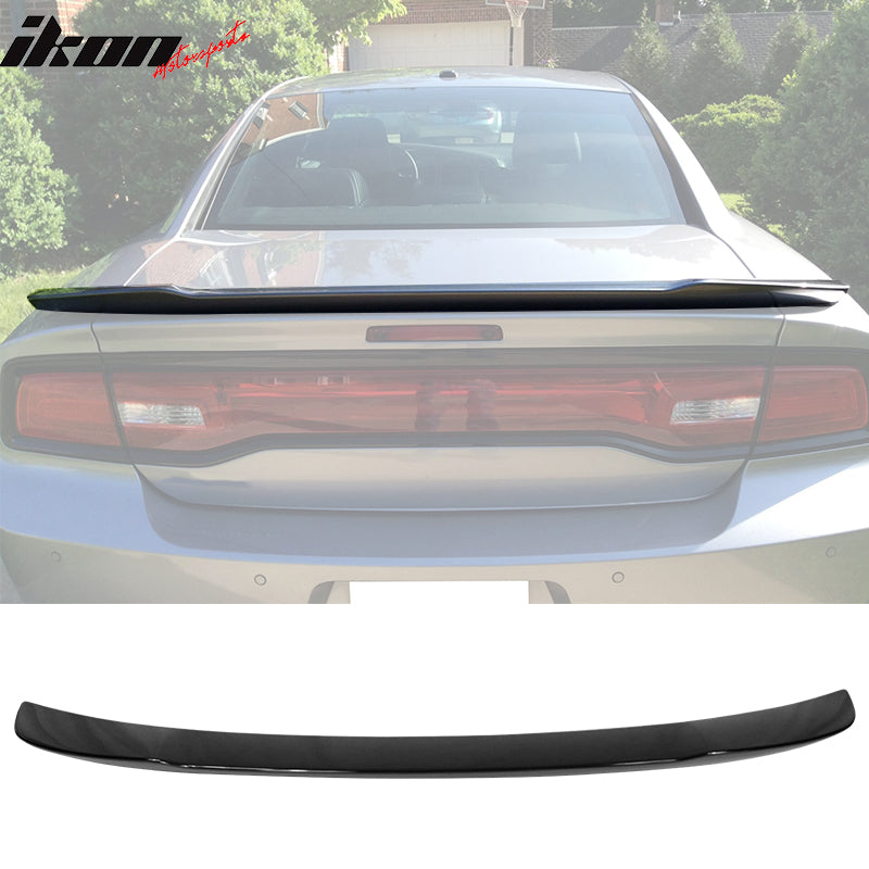 IKON MOTORSPORTS, Trunk Spoiler Compatible With 2011-2014 Dodge Charger, ABS Plastic SRT Style Rear Tail Spoiler Wing, 2012 2013