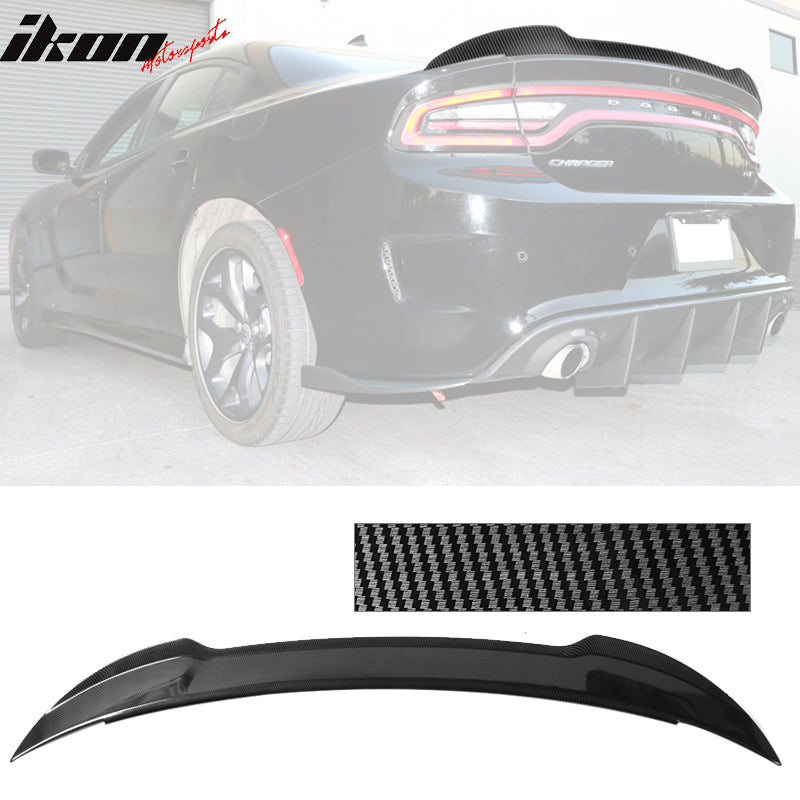 2015-2023 Dodge Charger V3 Style Rear Spoiler Carbon Fiber Print