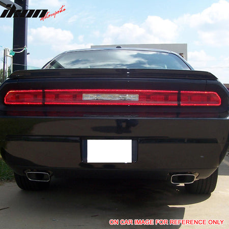 Pre-painted Trunk Spoiler Compatible With 2008-2023 Dodge Challenger, ABS Painted #PX8 Black Rear Trunk Boot Lip Wing Deck Lid Other Color Available By IKON MOTORSPORTS, 2009 2010 2011 2012 2013