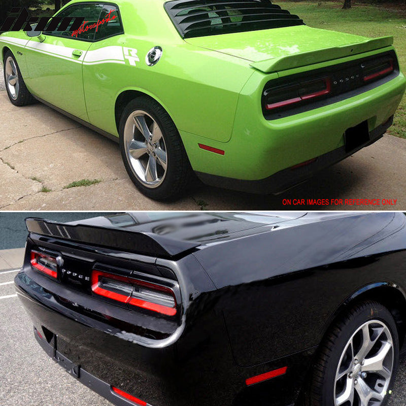 Trunk Spoiler Compatible With 2015-2023 Dodge challenger, Factory Style ABS Matte Black Finish Rear Deck Lip Wing by IKON MOTORSPORTS, 2016 2017