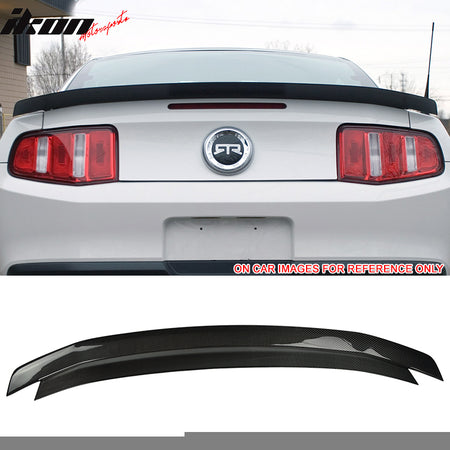 IKON MOTORSPORTS, Trunk Spoiler Compatible With 2010-2014 Ford Mustang , Matte Carbon Fiber Rear Spoiler Wing, 2011 2012 2013