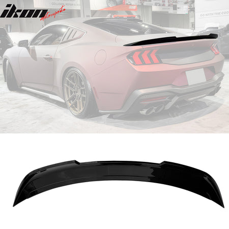 IKON MOTORSPORTS, Trunk Spoiler Compatible with 2024-2025 Ford Mustang S650 Coupe, DECK Style ABS Plastic Rear Trunk Lid Spoiler Wing Lip