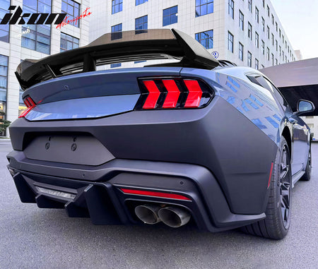 Fits 24-25 Ford Mustang 7th Gen S650 Dark Horse Matte Black Trunk Spoiler ABS