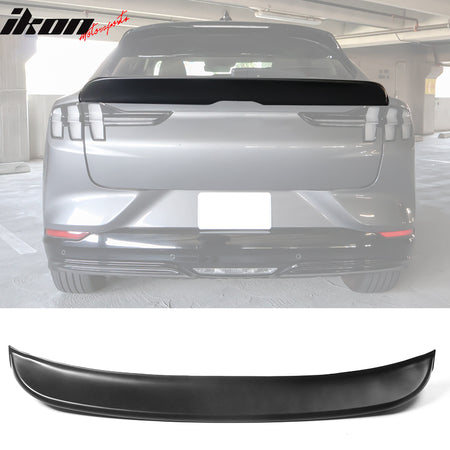 IKON MOTORSPORTS, Trunk Spoiler Compatible With 2021-2023 Ford Mustang Mach-E, PP Polypropylene Duckbill Style Rear Lip Spoiler Wing, 2022