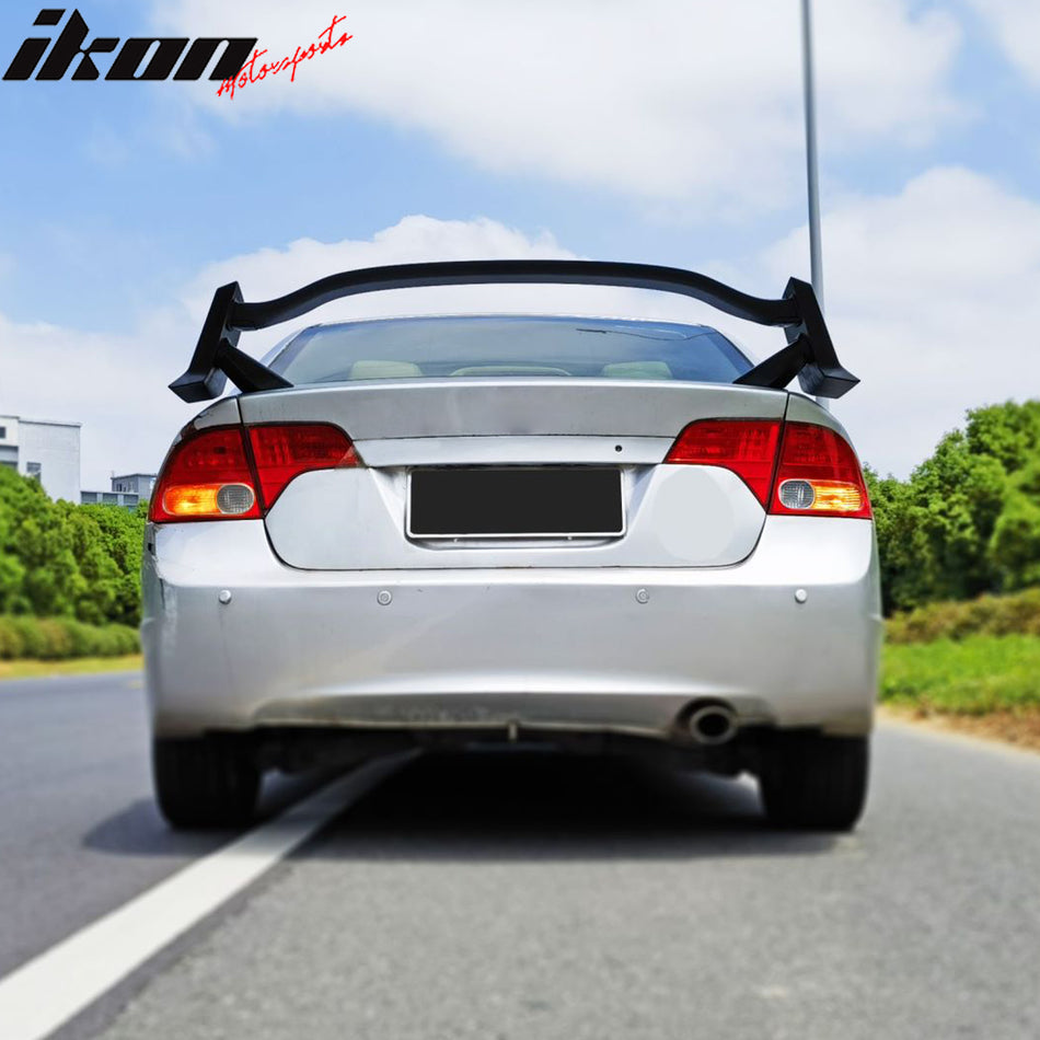 IKON MOTORSPORTS, Trunk Spoiler Compatible with 2006-2011 Honda Civic Sedan 4-Door, Type R Style Gloss Black ABS Plastic Rear Trunk Lid Spoiler Wing Lip