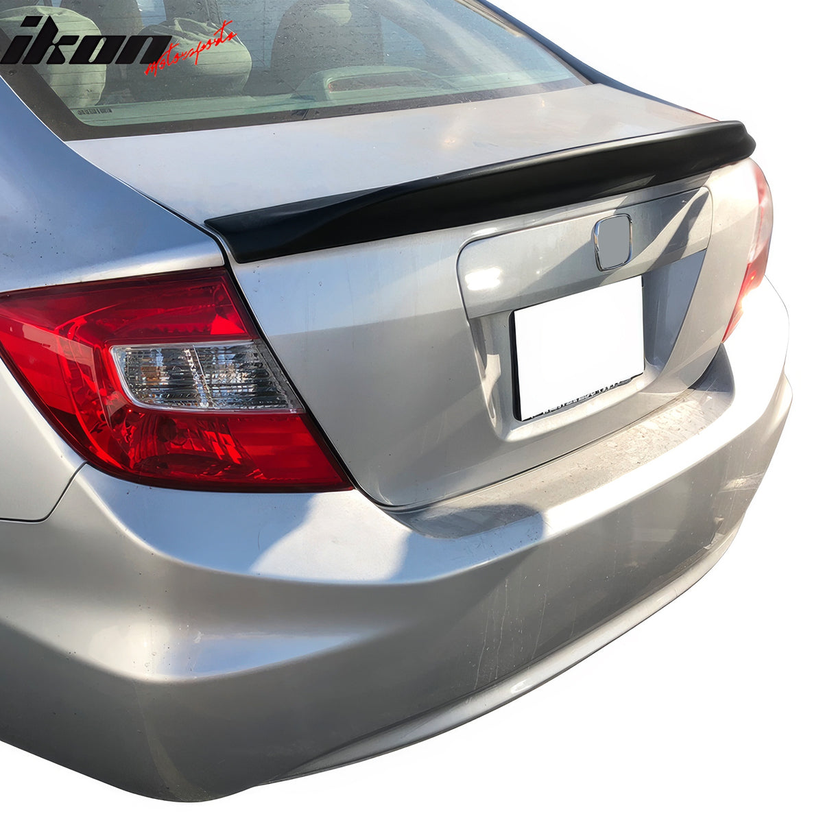 IKON MOTORSPORTS, Trunk Spoiler Compatible with 2012-2015 Honda Civic Sedan 4-Door, IKON Duckbill V2 Style Painted PP Rear Trunk Lid Spoiler Wing Lip