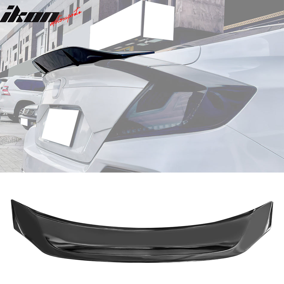 2016-2021 Honda Civic Sedan R Style Gloss Black Rear Trunk Spoiler ABS