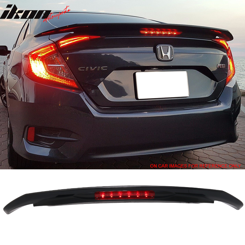 2016-2021 Honda Civic RS SI Crystal Black Pearl Rear Spoiler Wing ABS