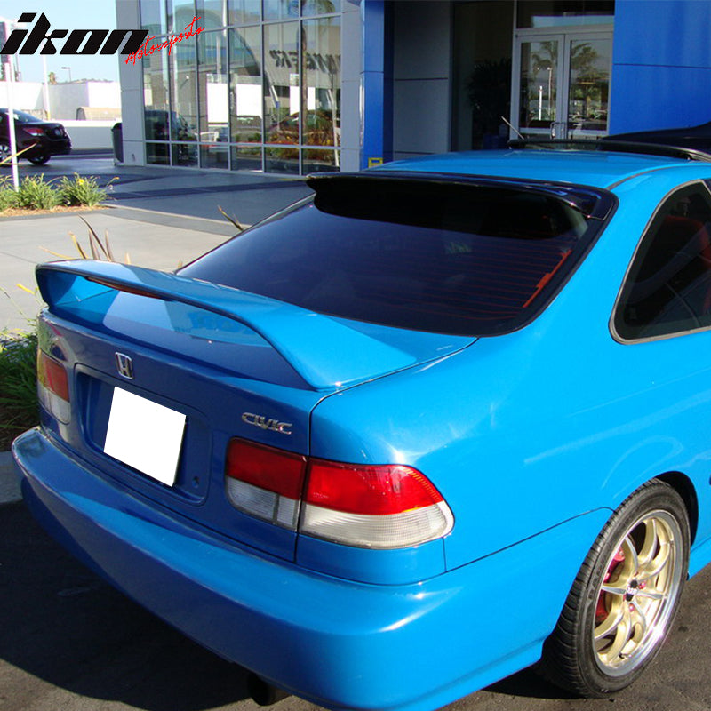 Trunk Spoiler Compatible With 1996-2000 Honda Civic Coupe, Unpainted Black ABS Added On Rear Deck Lip Wing With 3rd Brake Light by IKON MOTORSPORTS, 2007 2008 2009 2010