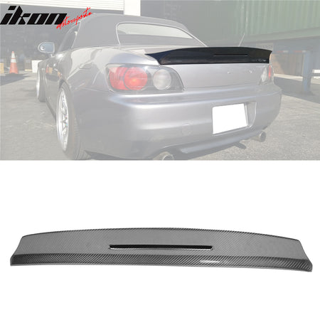 IKON MOTORSPORTS, Trunk Spoiler Compatible With 2000-2009 Honda S2000 AP1 AP2 , Matte Carbon Fiber TM Style Rear Spoiler Wing, 2001 2002 2003 2004 2005 2006 2007 2008