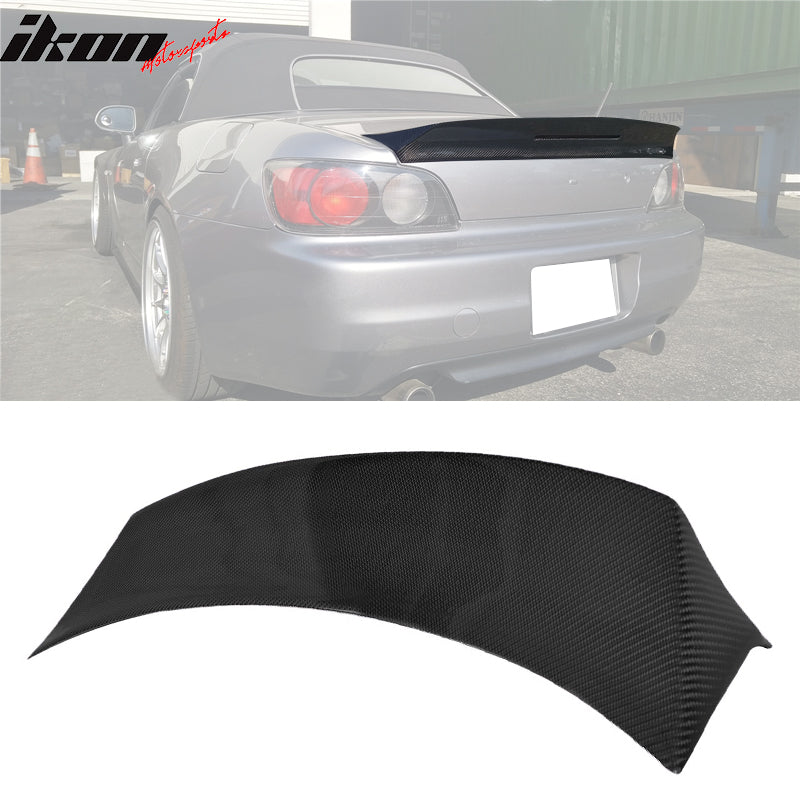 IKON MOTORSPORTS, Trunk Spoiler Compatible With 2000-2009 Honda S2000 AP1 AP2 , Matte Carbon Fiber TM Style Rear Spoiler Wing, 2001 2002 2003 2004 2005 2006 2007 2008