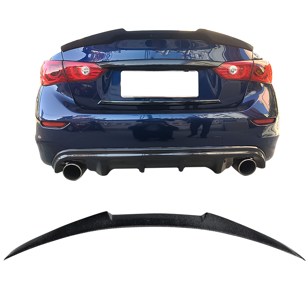 Fits 14-24 Infiniti Q50 Trunk Spoiler M4 Style Carbon Fiber