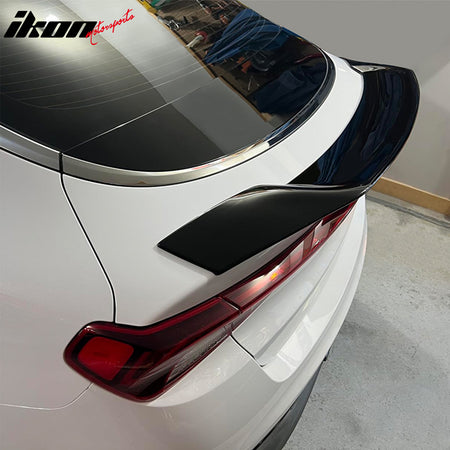 IKON MOTORSPORTS, Trunk Spoiler Compatible with 2021-2024 Kia K5 Sedan 4-Door, R Style Gloss Black ABS Plastic Rear Trunk Lid Spoiler Wing Lip