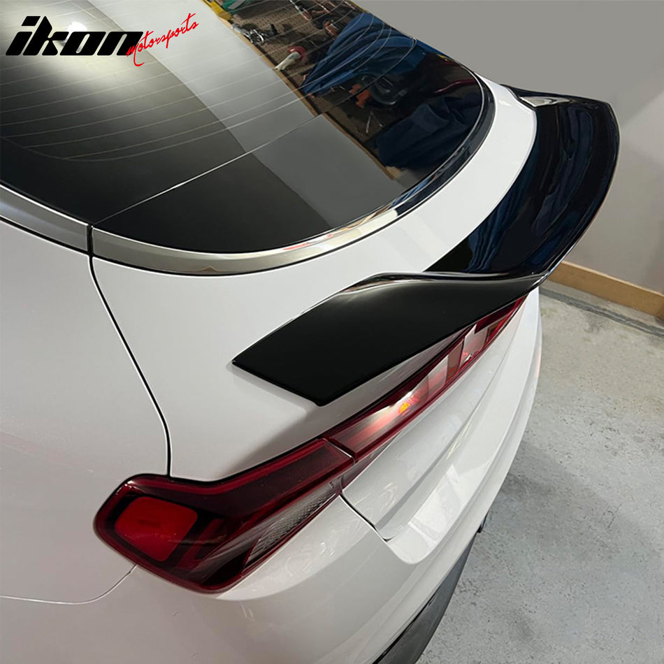 IKON MOTORSPORTS, Trunk Spoiler Compatible with 2021-2025 Kia K5 Sedan 4-Door, R Style Gloss Black ABS Plastic Rear Trunk Lid Spoiler Wing Lip