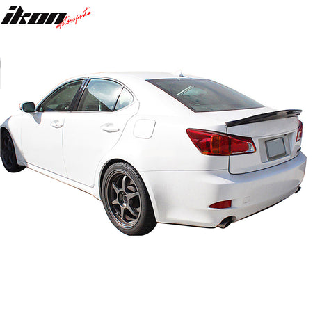 IKON MOTORSPORTS, Trunk Spoiler Compatible with 2006-2013 Lexus IS F IS250 IS350, Sport Style PP Polypropylene Rear Trunk Lid Spoiler Wing Lip