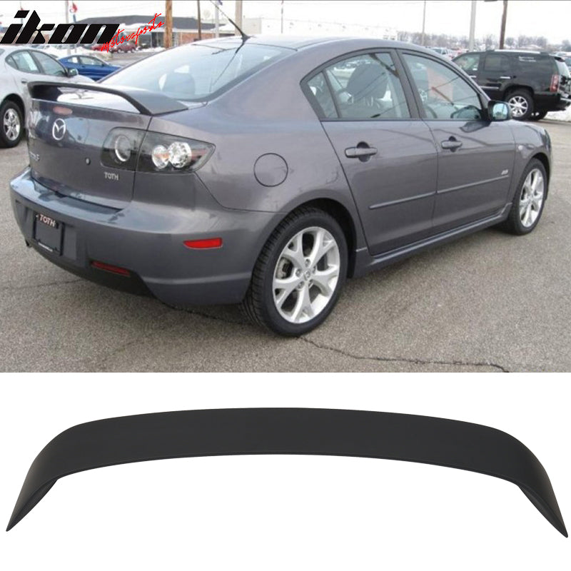 2003-2009 Mazda 3 Sedan OEM Style Primer Matte Black Rear Spoiler Wing