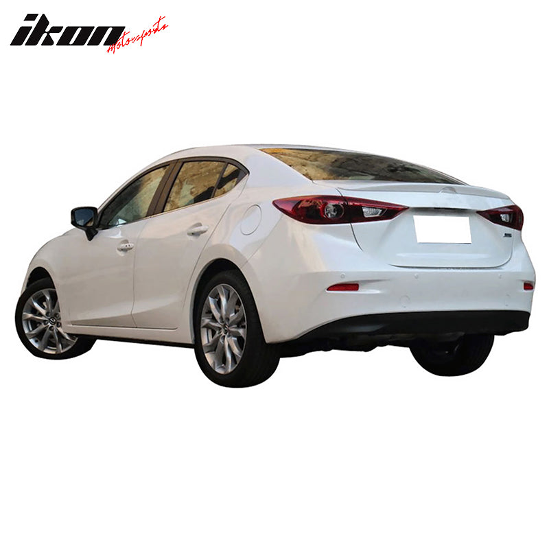 IKON MOTORSPORTS Pre-Painted Trunk Spoiler Compatible With 2014-2018 Mazda 3, Factory Style Painted #45B Eternal Blue Metallic ABS Car Exterior Trunk Spoiler Rear Wing Tail Roof Top Lid