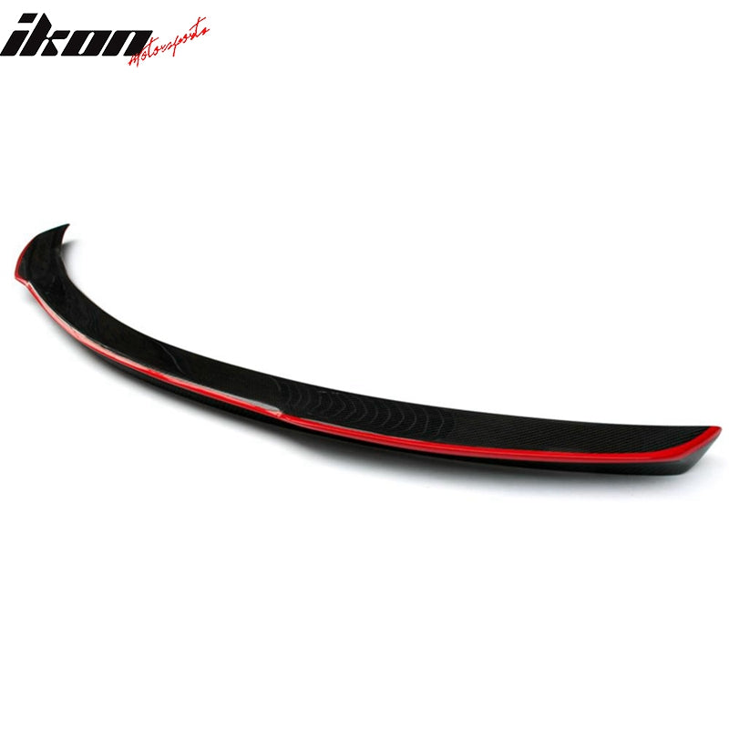 IKON MOTORSPORTS, Trunk Spoiler Compatible With 2017-2022 Benz C-Class W205 Coupe 2Dr, FD Style Rear Trunk Deck Lid Lip Wing Carbon Fiber With Red Line, 2018 2019 2020 2021