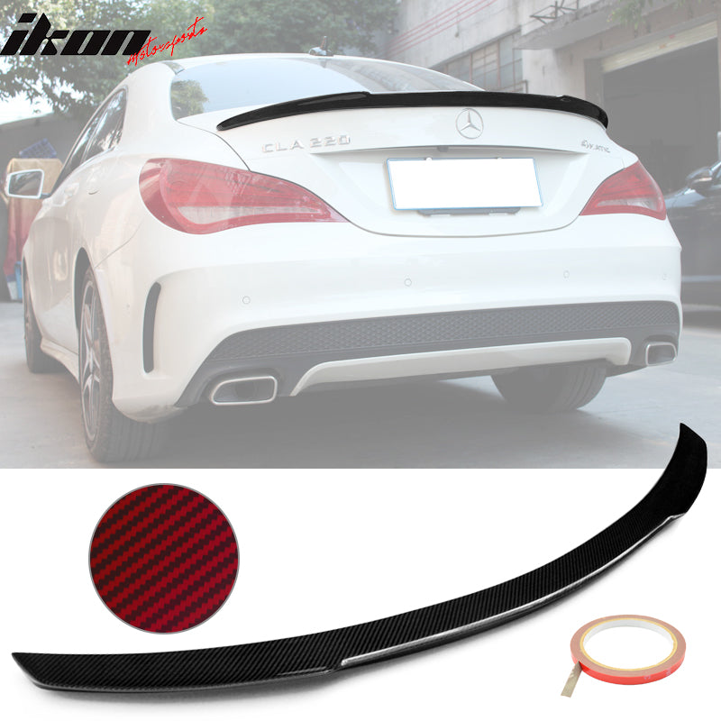 2013-2018 Benz W117 CLA Class FD Red Clear Rear Spoiler Carbon Fiber