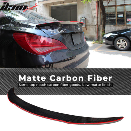 IKON MOTORSPORTS, Trunk Spoiler Compatible With 2013-2018 Mercedes-Benz CLA Class W117 , Matte Carbon Fiber FD Style Rear Spoiler Wing, 2014 2015 2016 2017