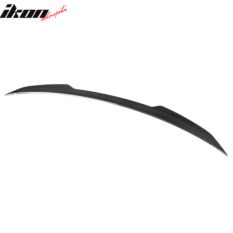 IKON MOTORSPORTS, Dry Carbon Fiber Trunk Spoiler Compatible With 2022-2023 Mercedes-Benz W206 C-Class Sedan, Gloss Black X Style Rear Trunk Deck Lid Spoiler Wing