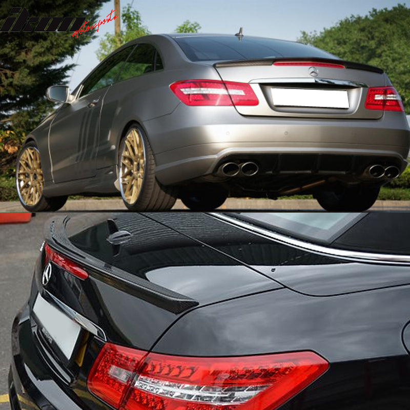 IKON MOTORSPORTS, Trunk Spoiler Compatible With 2010-2016 Mercedes W207 C207 E-Class Coupe , Matte Carbon Fiber Rear Spoiler Wing, 2011 2012 2013 2014 2015