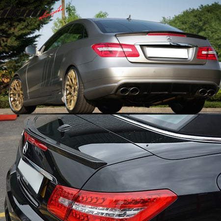 IKON MOTORSPORTS, Trunk Spoiler Compatible With 2010-2016 Mercedes W207 C207 E-Class Coupe , Matte Carbon Fiber Rear Spoiler Wing, 2011 2012 2013 2014 2015