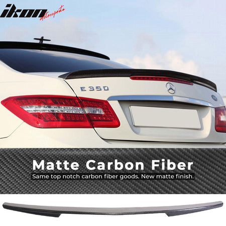 IKON MOTORSPORTS, Trunk Spoiler Compatible With 2010-2016 Mercedes W207 C207 E-Class Coupe , Matte Carbon Fiber Rear Spoiler Wing, 2011 2012 2013 2014 2015