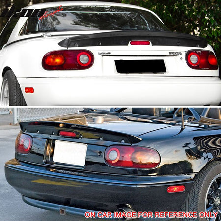 IKON MOTORSPORTS, Trunk Spoiler Compatible With 1990-1997 Mazda Miata Mx5 , Matte Carbon Fiber Type 1 Rear Spoiler Wing, 1991 1992 1993 1994 1995 1996