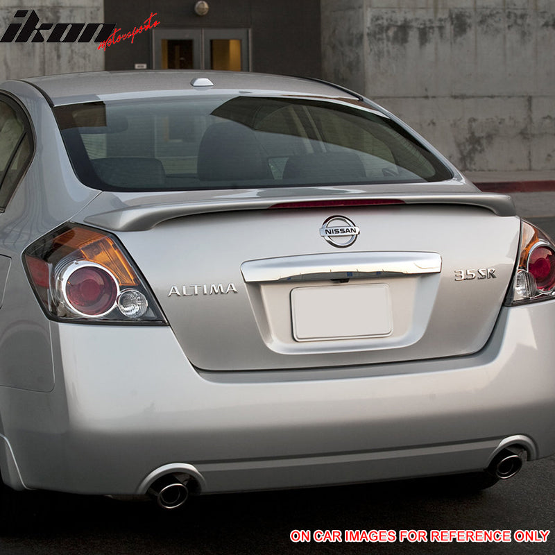 IKON MOTORSPORTS, Trunk Spoiler Compatible with 2007-2012 Nissan Altima 4Dr Sedan, Rear Trunk Spoiler Wing Lip Body Kit ABS Plastic OE Style Painted #A15 Red Brawn Metallic/Red Brown Metallic, 2008