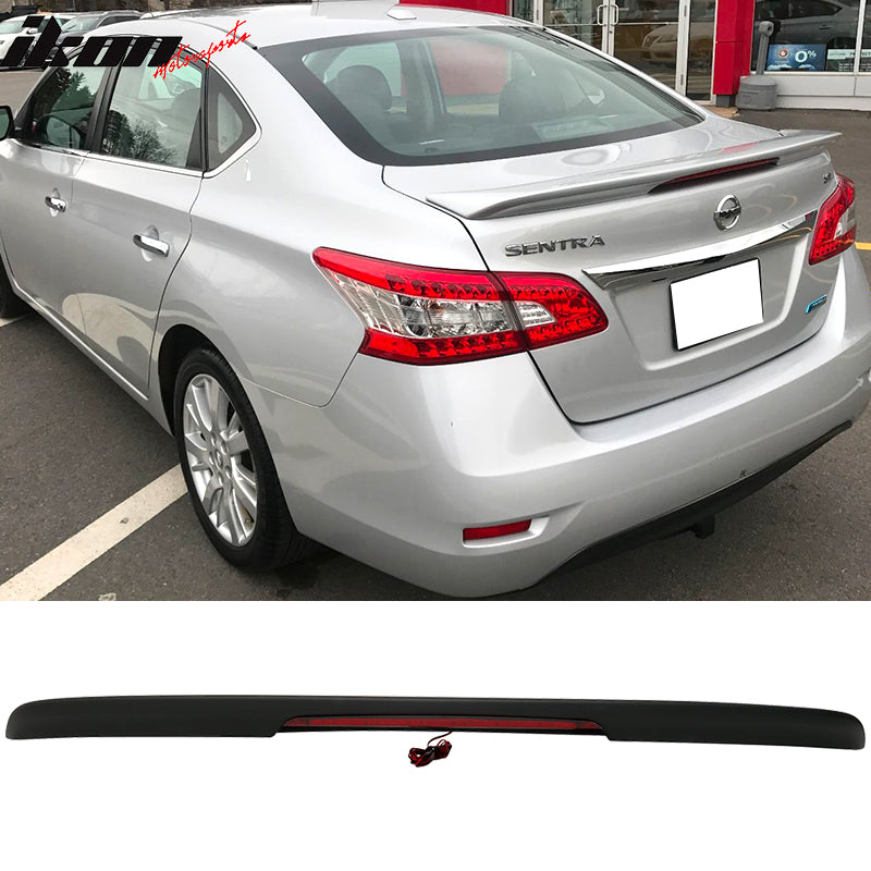 2013-2019 Nissan Sentra Rear Spoiler Wing LED Brake Light Matte Black