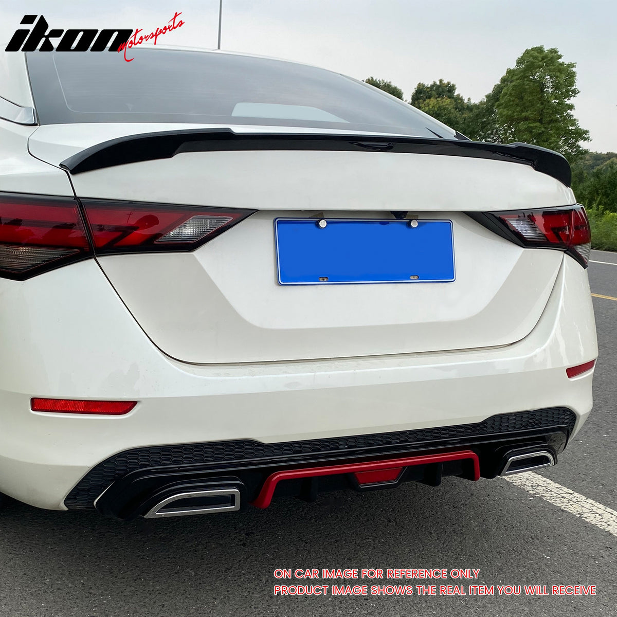 IKON MOTORSPORTS, Trunk Spoiler Compatible with 2020-2024 Nissan Sentra Sedan 4-Door, IKON Style ABS Rear Trunk Lid Spoiler Wing Lip