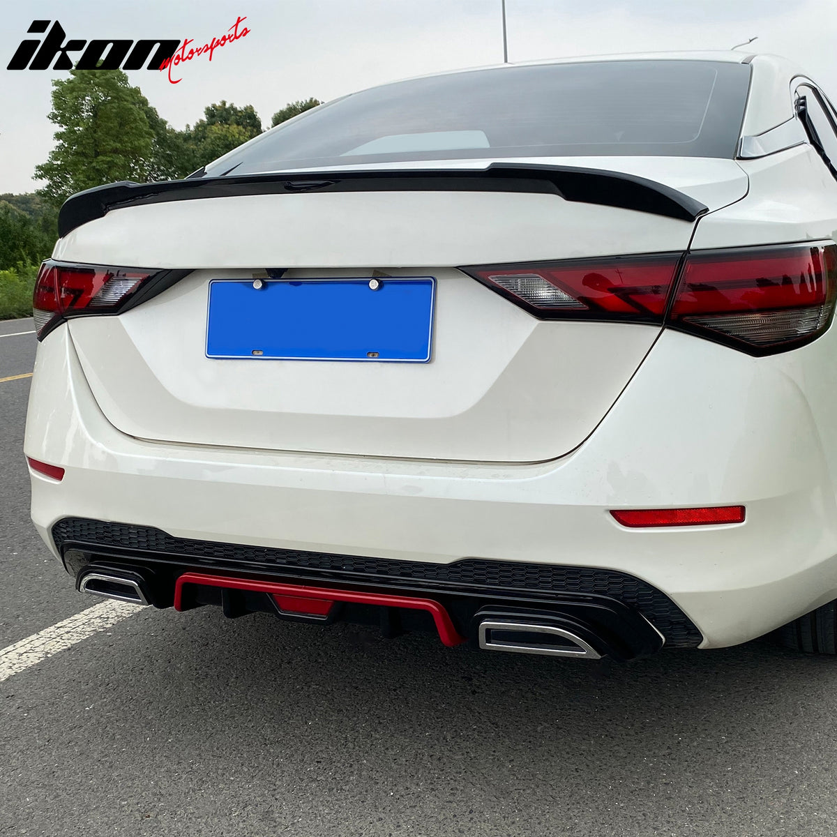 IKON MOTORSPORTS, Trunk Spoiler Compatible with 2020-2024 Nissan Sentra Sedan 4-Door, IKON Style ABS Rear Trunk Lid Spoiler Wing Lip