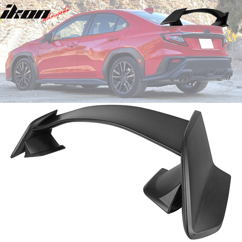 IKON MOTORSPORTS, Trunk Spoiler Compatible With 2022-2024 Subaru WRX, ABS Type R Rear Trunk Lid Deck Highkick Lip Wing, 2023