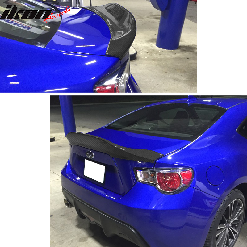 IKON MOTORSPORTS, Trunk Spoiler Compatible With 2013-2020 Scion FR-S & Toyota 86 & Subaru BRZ , Matte Carbon Fiber L Style Rear Spoiler Wing, 2014 2015 2016 2017 2018 2019