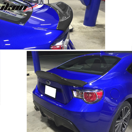 IKON MOTORSPORTS, Trunk Spoiler Compatible With 2013-2020 Scion FR-S & Toyota 86 & Subaru BRZ , Matte Carbon Fiber L Style Rear Spoiler Wing, 2014 2015 2016 2017 2018 2019