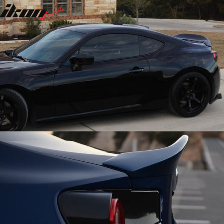 IKON MOTORSPORTS, Trunk Spoiler Compatible With 2013-2020 Scion FR-S & Toyota 86 & Subaru BRZ , Matte Carbon Fiber L Style Rear Spoiler Wing, 2014 2015 2016 2017 2018 2019