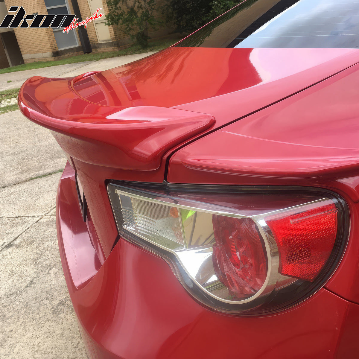 IKON MOTORSPORTS, Trunk Spoiler Compatible with 2013-2016 Scion FR-S & 2013-2020 Subaru BRZ & 2017-2020 Toyota 86, TRD Style Painted #C7P Lightning Red Firestorm ABS Rear Trunk Lid Spoiler Wing Lip