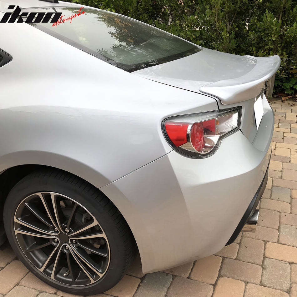 IKON MOTORSPORTS, Trunk Spoiler Compatible with 2013-2016 Scion FR-S & 2013-2020 Subaru BRZ & 2017-2020 Toyota 86, TRD Style Painted #D6S Sterling Silver/Argento ABS Rear Trunk Lid Spoiler Wing Lip