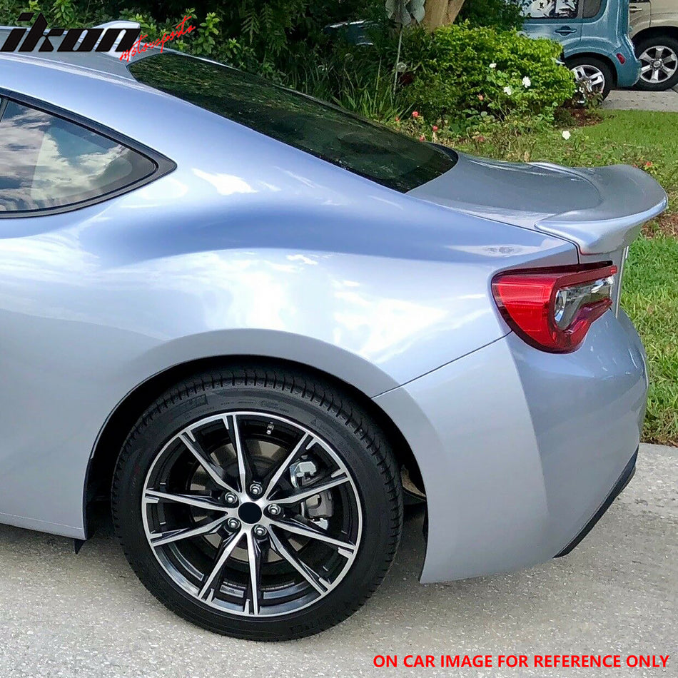 IKON MOTORSPORTS, Trunk Spoiler Compatible with 2013-2016 Scion FR-S & 2013-2020 Subaru BRZ & 2017-2020 Toyota 86, TRD Style Painted #G1U Ice Silver ABS Plastic Rear Trunk Lid Spoiler Wing Lip