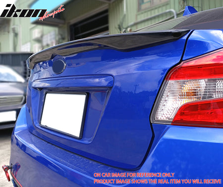 IKON MOTORSPORTS, Trunk Spoiler Compatible with 2015-2021 Subaru WRX & WRX STI, D2 Style Matte Black ABS Plastic Rear Trunk Lid Spoiler Wing Lip