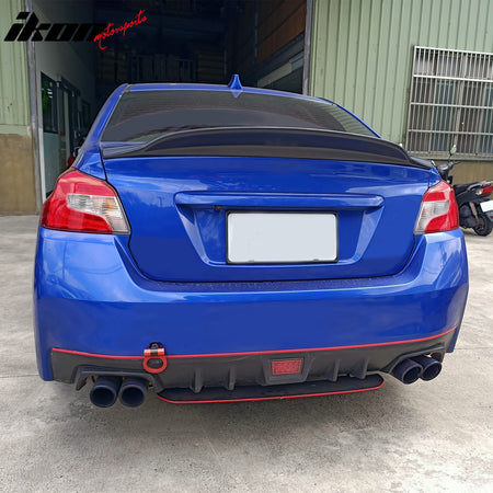 IKON MOTORSPORTS, Trunk Spoiler Compatible with 2015-2021 Subaru WRX & WRX STI, PSM Style Unpainted Black ABS Plastic Rear Trunk Lid Spoiler Wing Lip