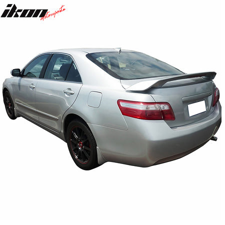 IKON MOTORSPORTS, Trunk Spoiler Compatible with 2007-20011 Toyota Camry, Rear Trunk Spoiler Wing Lip Body Kit With Light ABS Plastic JDM Style Painted #040 40 Super White II, 2008 2009 2010