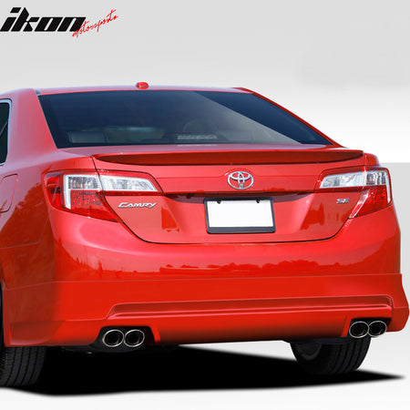 Trunk Spoiler Compatible With 2012-2014 Camry, Factory Style Unpainted Black ABS Plastic Added On Spoiler Wing Deck Lid By IKON MOTORSPORTS, 2013