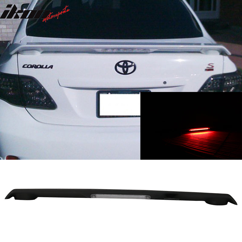 2009-2011 Corolla S LE XLE Black Rear Spoiler Wing LED Brake Lamp ABS