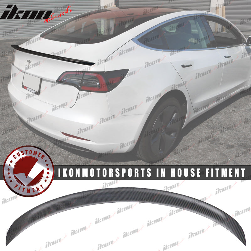 2017-2023 Tesla Model 3 IKON Style Matte Carbon Fiber Rear Spoiler